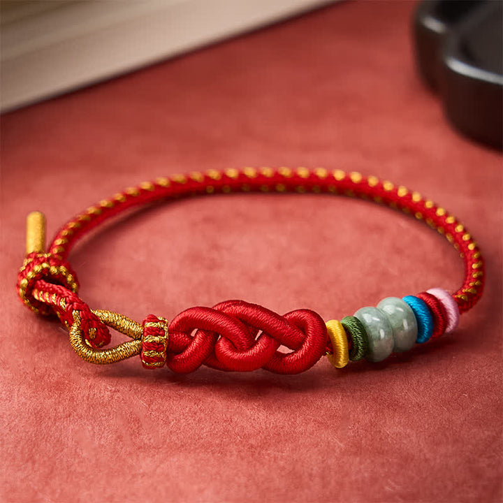 Buddha Stones Handgewebtes chinesisches Glücksarmband aus Jade. - image 2