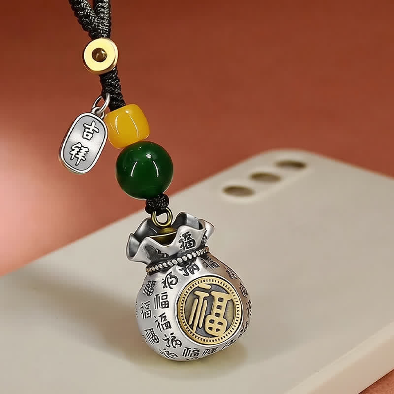 Buddha Stones Schlüsselanhänger mit Glücksbringer-Motiv aus Kupfer (Fu-Charakter) - image 1
