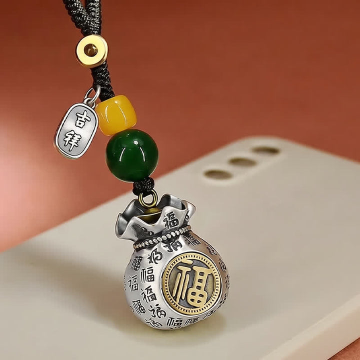 Buddha Stones Schlüsselanhänger mit Glücksbringer-Motiv aus Kupfer (Fu-Charakter) - image 1