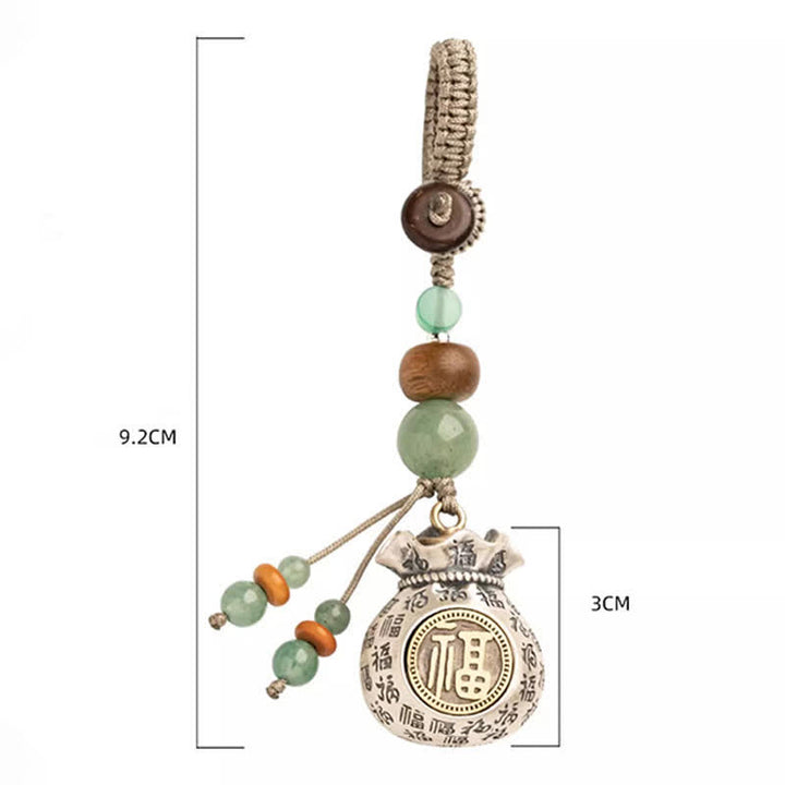 Buddha Stones Kupferfarbene Fu-Charakter-Handgewebte Segenstasche Perlen-Schlüsselanhänger - image 15