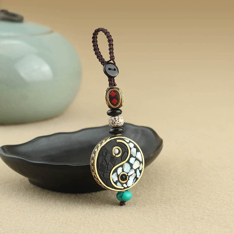 Buddha Stones Yin-Yang-Anhänger-Schlüsselanhänger aus Wengeholz - Yin Yang (Gleichgewicht ♥ Harmonie) - image 0