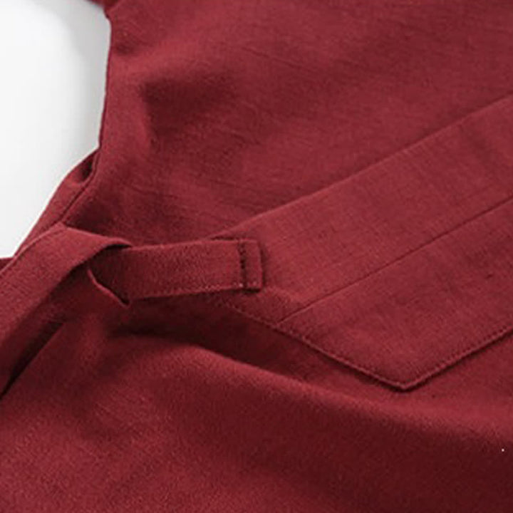 Buddha Stones Minimalistischer Kimono für Herren aus Baumwoll-Leinen-Mischgewebe mit Kordelzug für Frühling und Sommer - image 6