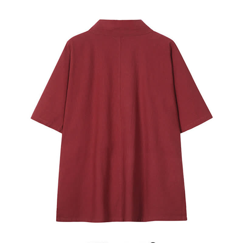 Buddha Stones Minimalistischer Kimono für Herren aus Baumwoll-Leinen-Mischgewebe mit Kordelzug für Frühling und Sommer - image 1