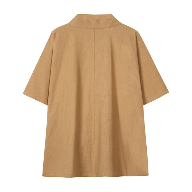 Buddha Stones Minimalistischer Kimono für Herren aus Baumwoll-Leinen-Mischgewebe mit Kordelzug für Frühling und Sommer - image 13