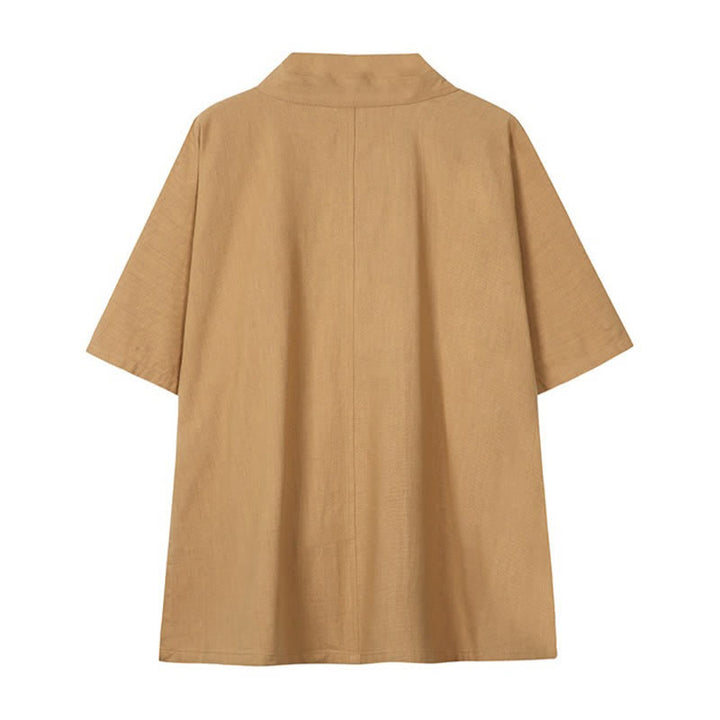 Buddha Stones Minimalistischer Kimono für Herren aus Baumwoll-Leinen-Mischgewebe mit Kordelzug für Frühling und Sommer - image 13