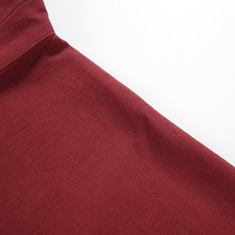Buddha Stones Minimalistischer Kimono für Herren aus Baumwoll-Leinen-Mischgewebe mit Kordelzug für Frühling und Sommer - image 4
