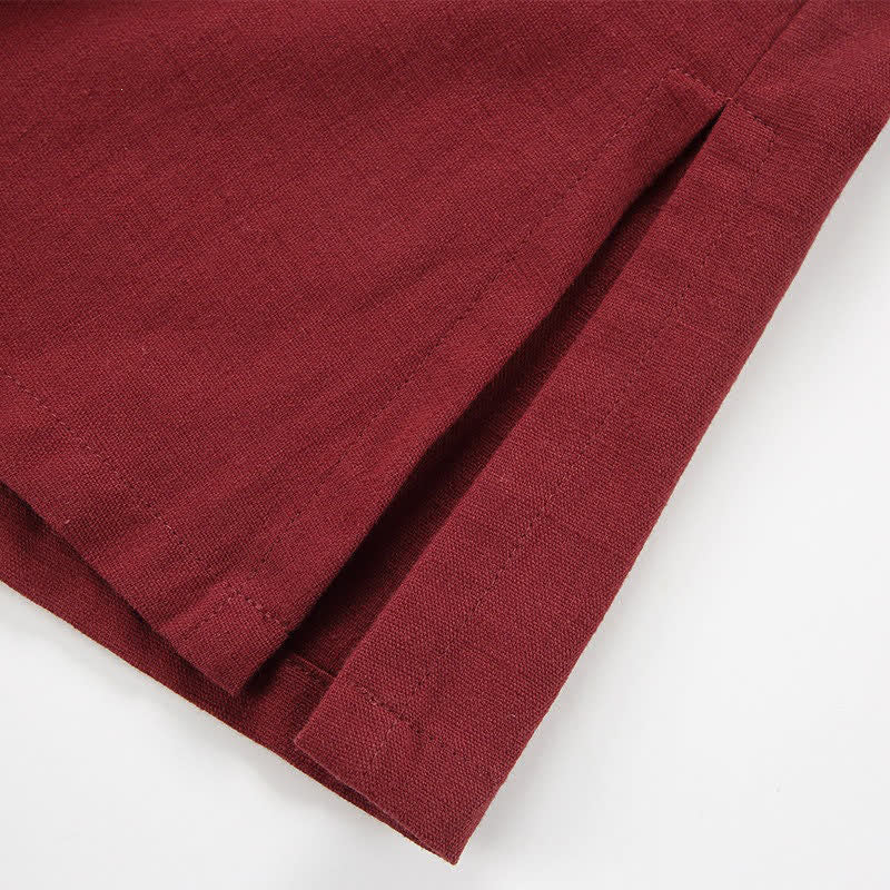 Buddha Stones Minimalistischer Kimono für Herren aus Baumwoll-Leinen-Mischgewebe mit Kordelzug für Frühling und Sommer - image 7