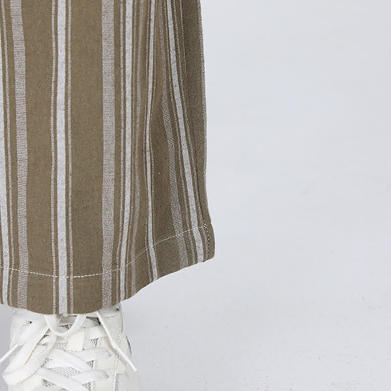 Buddha Stones Lässige Vintage-Herrenhose mit Kordelzug, vertikalen Streifen und geradem Bein, Tasche – ideal für Frühling und Sommer. - image 9