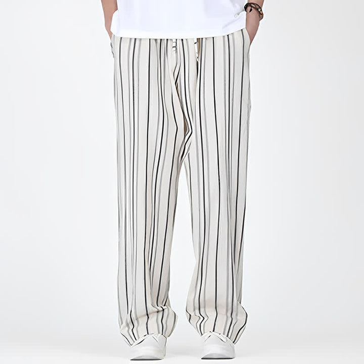 Buddha Stones Lässige Vintage-Herrenhose mit Kordelzug, vertikalen Streifen und geradem Bein, Tasche – ideal für Frühling und Sommer. - image 15