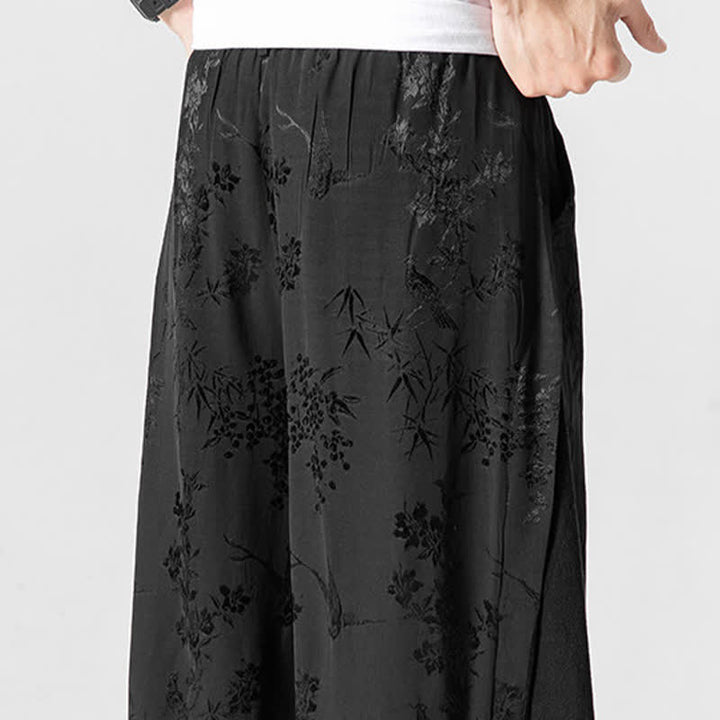 Buddha Stones Frühling/Sommer Tang Style Herrenhose mit Kordelzug, abstrakter Stickerei, kurzem Schnitt, weitem Bein und Tasche - image 10