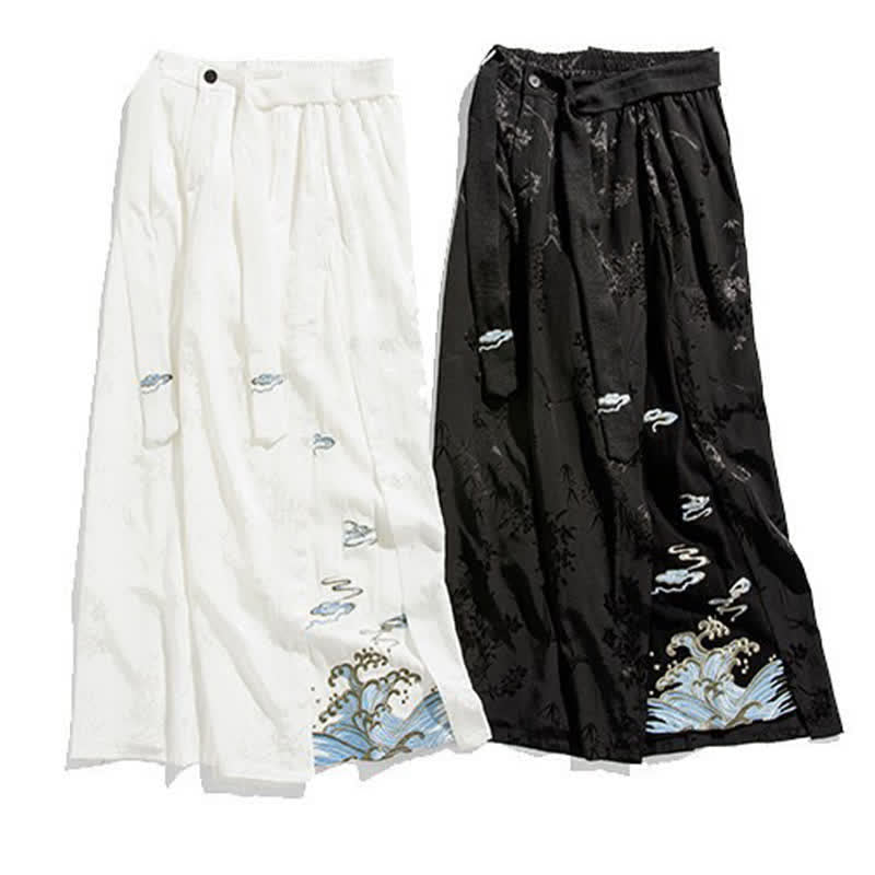 Buddha Stones Frühling/Sommer Tang Style Herrenhose mit Kordelzug, abstrakter Stickerei, kurzem Schnitt, weitem Bein und Tasche - image 21