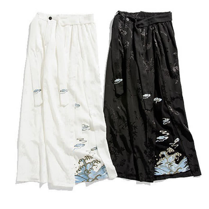Buddha Stones Frühling/Sommer Tang Style Herrenhose mit Kordelzug, abstrakter Stickerei, kurzem Schnitt, weitem Bein und Tasche - image 21