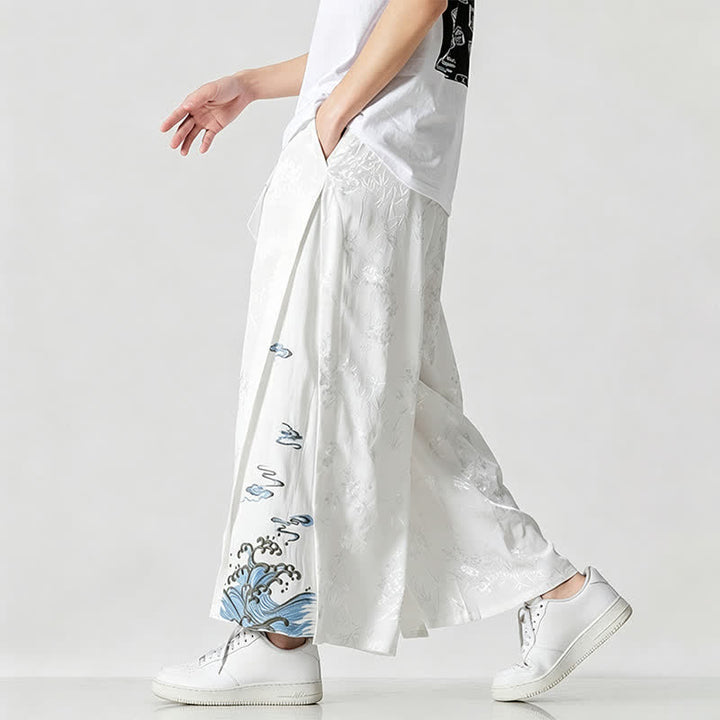 Buddha Stones Frühling/Sommer Tang Style Herrenhose mit Kordelzug, abstrakter Stickerei, kurzem Schnitt, weitem Bein und Tasche - image 17