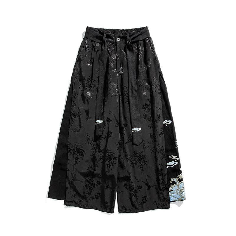 Buddha Stones Frühling/Sommer Tang Style Herrenhose mit Kordelzug, abstrakter Stickerei, kurzem Schnitt, weitem Bein und Tasche - image 7