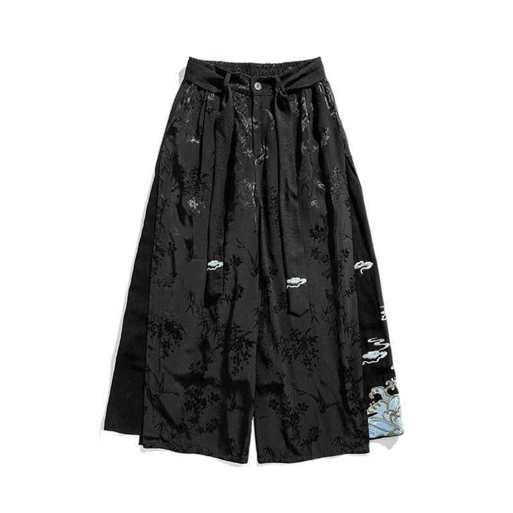 Buddha Stones Frühling/Sommer Tang Style Herrenhose mit Kordelzug, abstrakter Stickerei, kurzem Schnitt, weitem Bein und Tasche - image 7