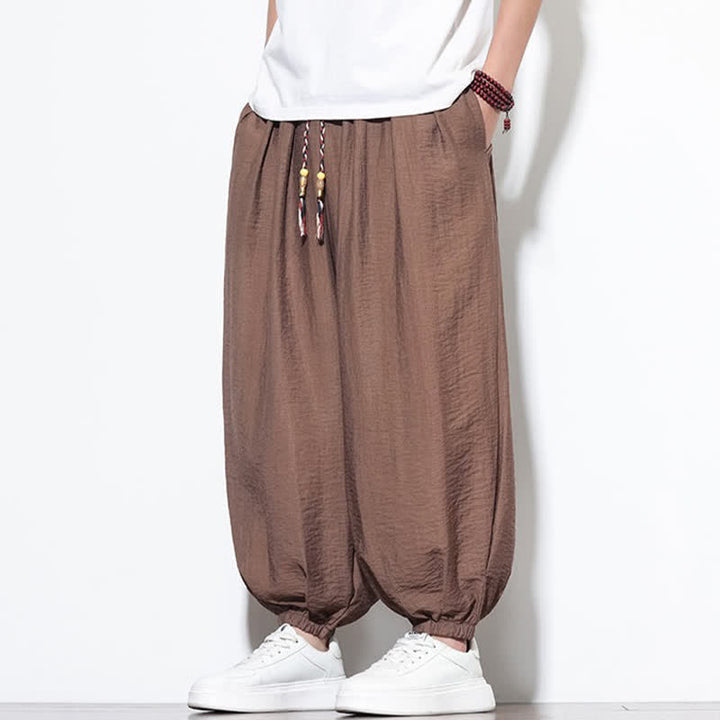 Buddha Stones Lässige, kurze Herren-Haremshose im Boho-Stil mit Kordelzug und Tasche - image 22