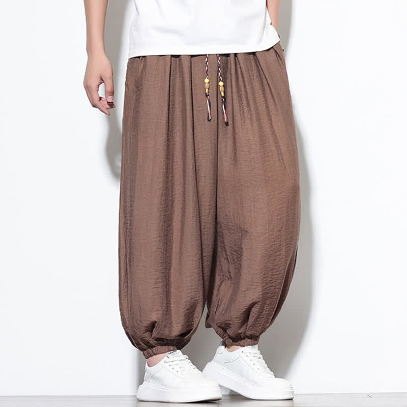 Buddha Stones Lässige, kurze Herren-Haremshose im Boho-Stil mit Kordelzug und Tasche - image 25