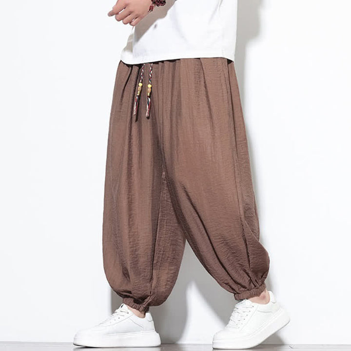 Buddha Stones Lässige, kurze Herren-Haremshose im Boho-Stil mit Kordelzug und Tasche - image 20