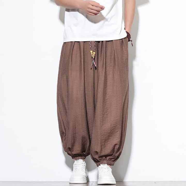 Buddha Stones Lässige, kurze Herren-Haremshose im Boho-Stil mit Kordelzug und Tasche - Sienna - US/UK/AU46, EU56 (5XL) - image 18