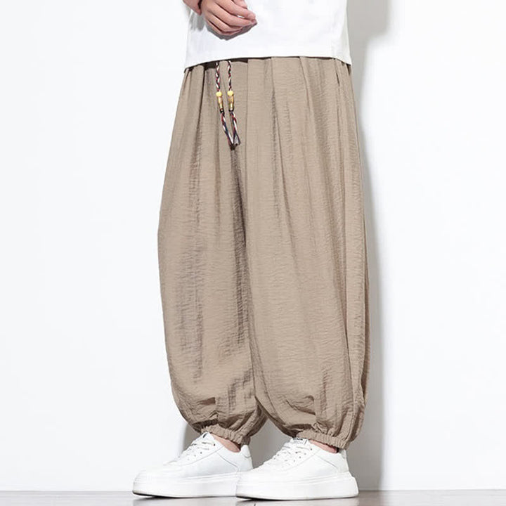 Buddha Stones Lässige, kurze Herren-Haremshose im Boho-Stil mit Kordelzug und Tasche - image 32