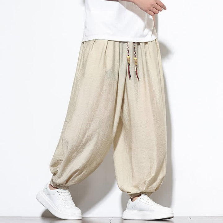 Buddha Stones Lässige, kurze Herren-Haremshose im Boho-Stil mit Kordelzug und Tasche - image 2