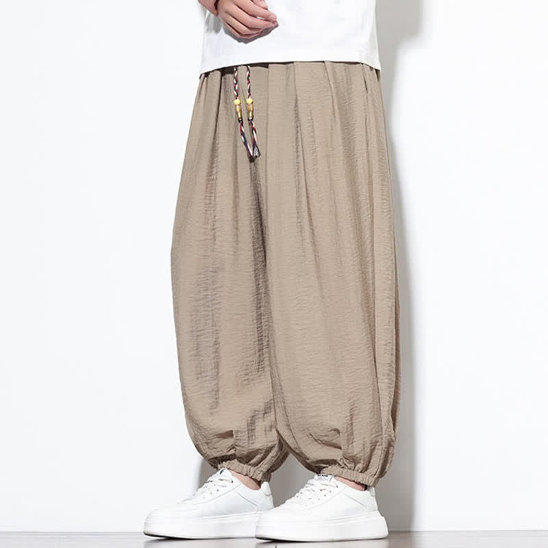 Buddha Stones Lässige, kurze Herren-Haremshose im Boho-Stil mit Kordelzug und Tasche - image 32