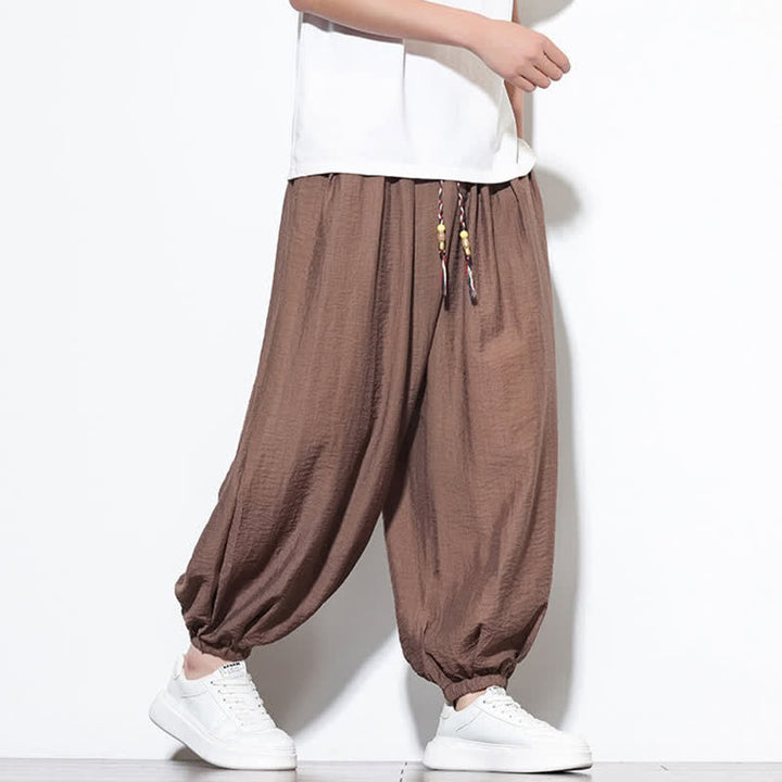 Buddha Stones Lässige, kurze Herren-Haremshose im Boho-Stil mit Kordelzug und Tasche - image 19