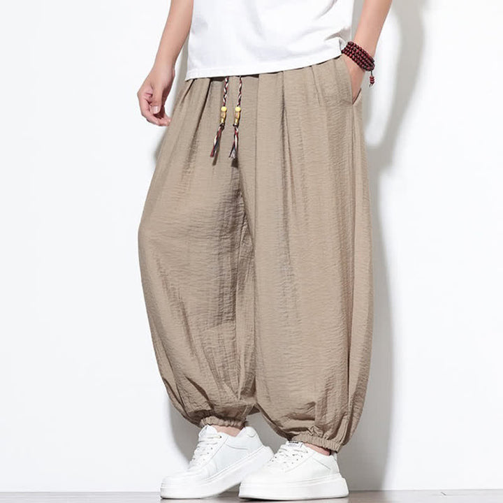 Buddha Stones Lässige, kurze Herren-Haremshose im Boho-Stil mit Kordelzug und Tasche - image 31
