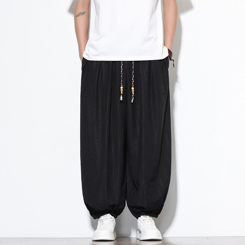 Buddha Stones Lässige, kurze Herren-Haremshose im Boho-Stil mit Kordelzug und Tasche - image 17