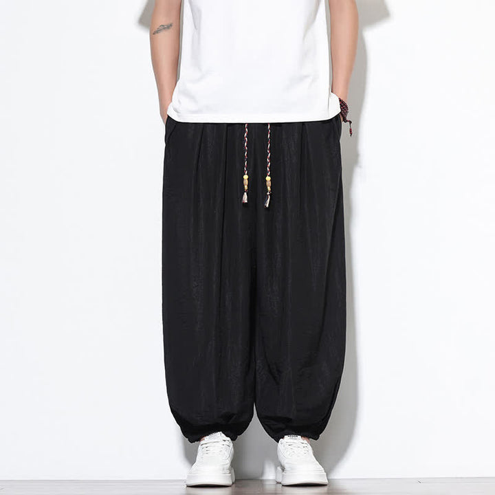 Buddha Stones Lässige, kurze Herren-Haremshose im Boho-Stil mit Kordelzug und Tasche - image 17