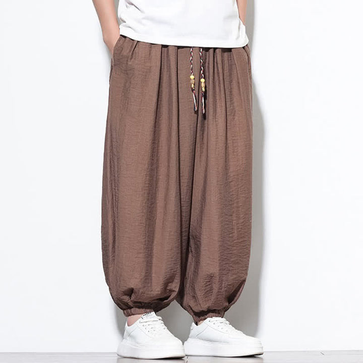 Buddha Stones Lässige, kurze Herren-Haremshose im Boho-Stil mit Kordelzug und Tasche - image 24