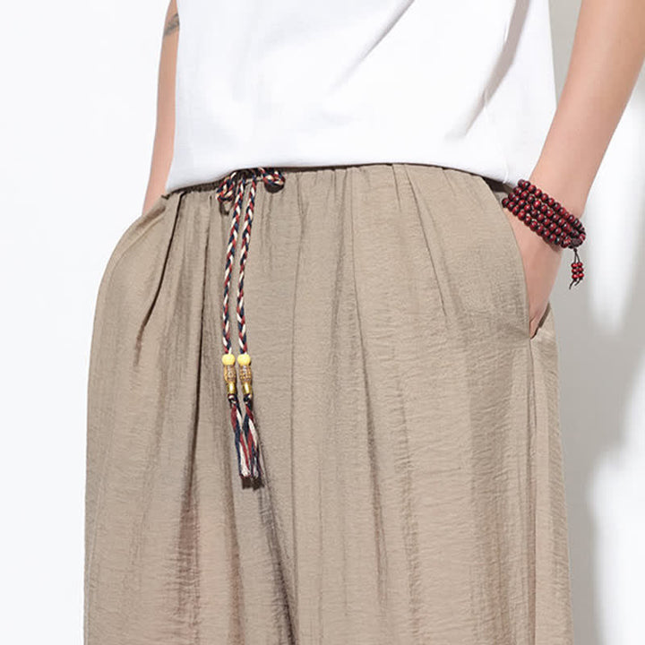 Buddha Stones Lässige, kurze Herren-Haremshose im Boho-Stil mit Kordelzug und Tasche - image 35