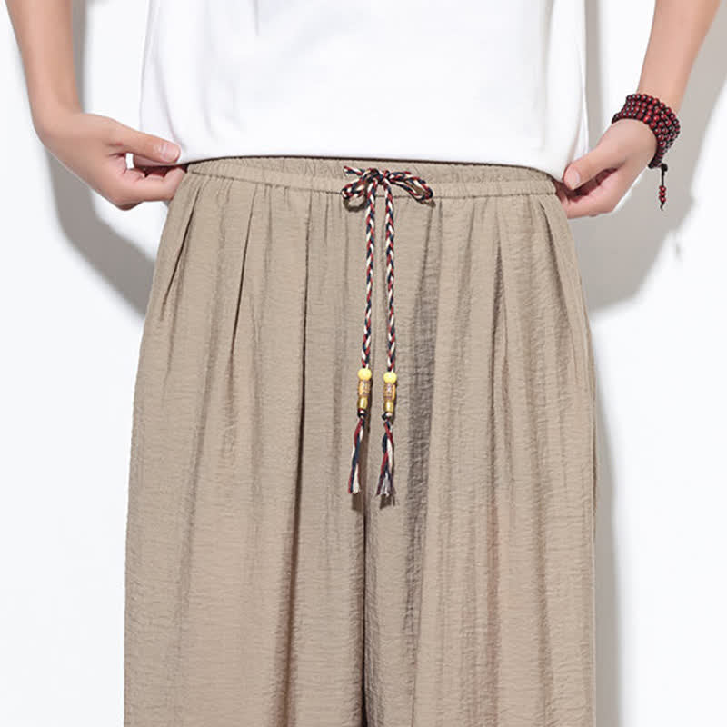 Buddha Stones Lässige, kurze Herren-Haremshose im Boho-Stil mit Kordelzug und Tasche - image 34