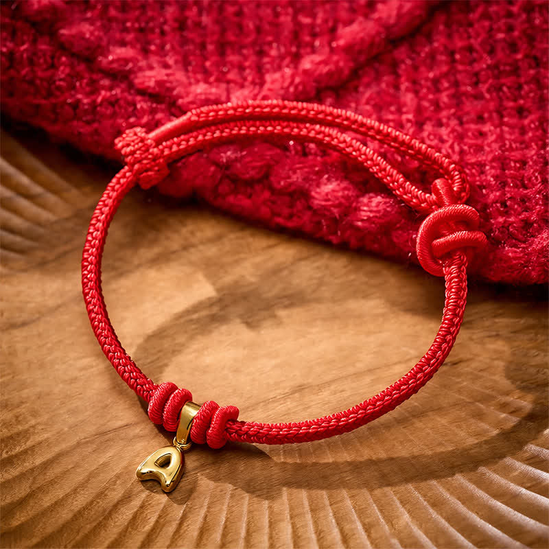 Buddha Stones Armband aus Titanstahl mit rotem Faden und Buchstaben - image 2