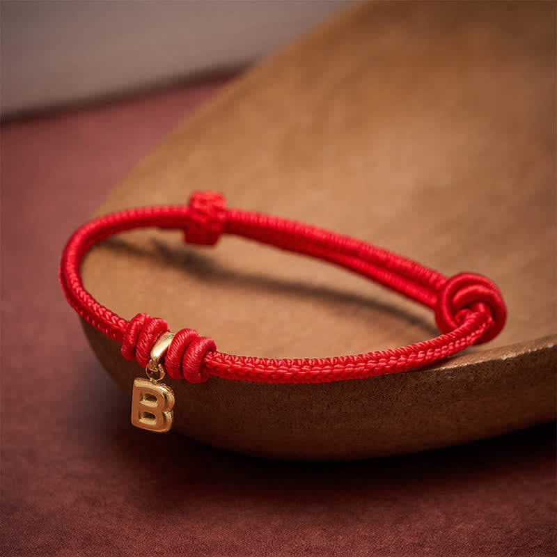 Buddha Stones Armband aus Titanstahl mit rotem Faden und Buchstaben - image 12