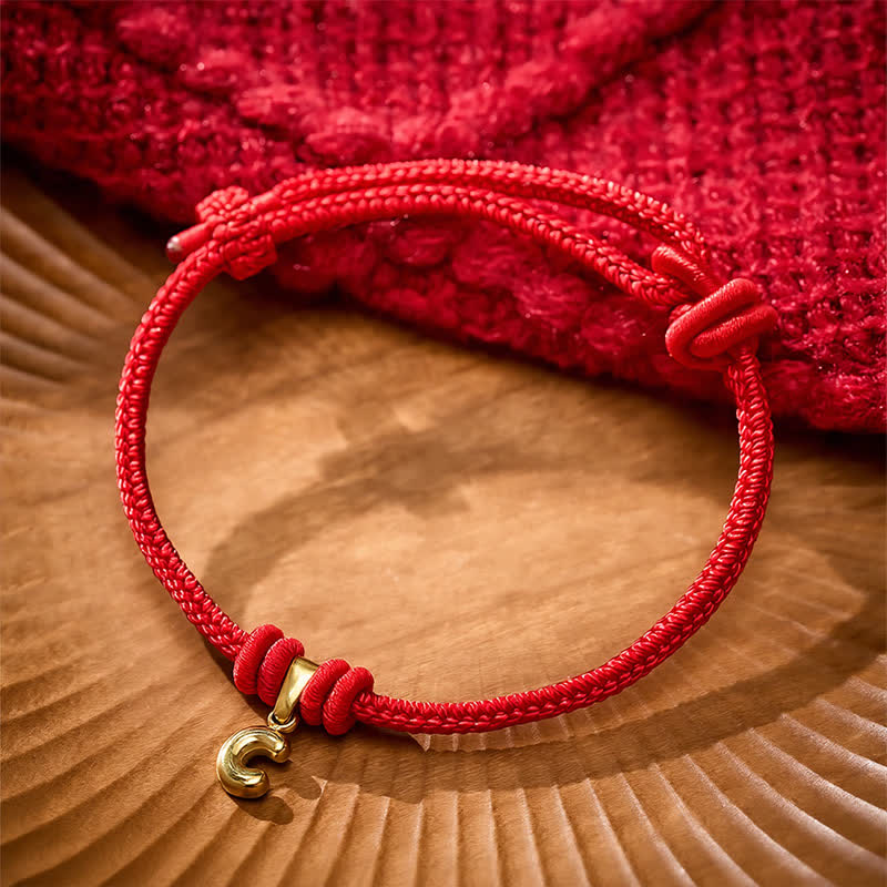 Buddha Stones Armband aus Titanstahl mit rotem Faden und Buchstaben - image 17