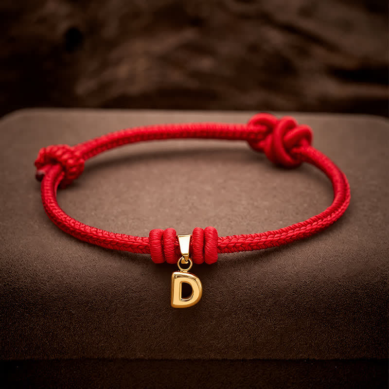 Buddha Stones Armband aus Titanstahl mit rotem Faden und Buchstaben - image 23