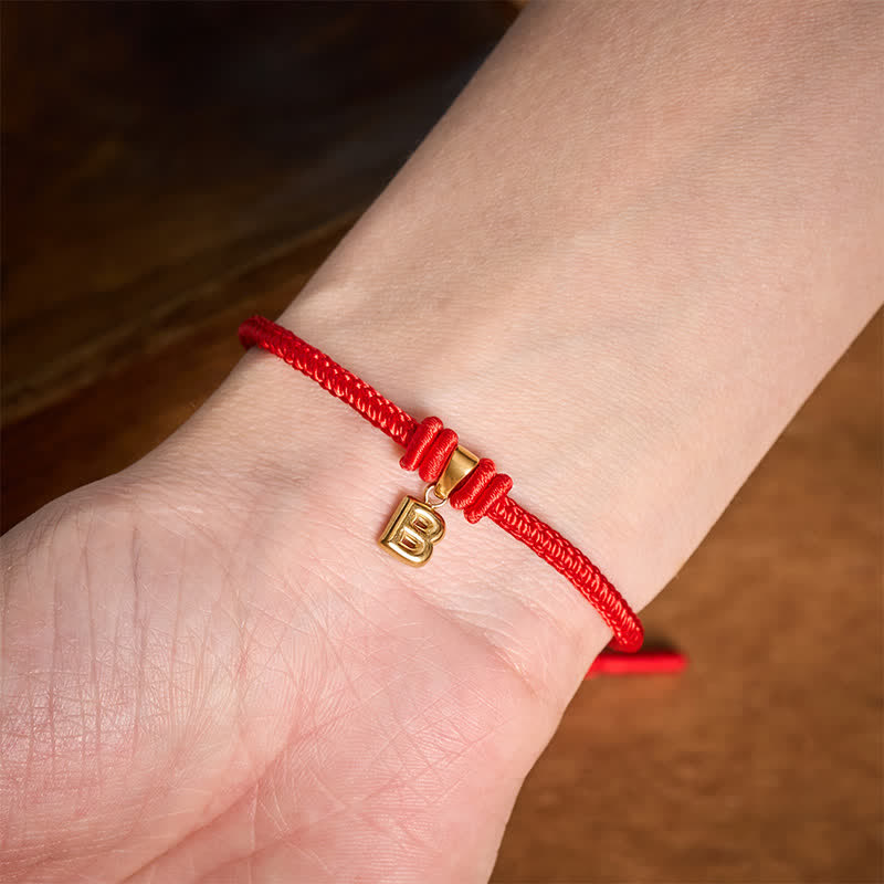 Buddha Stones Armband aus Titanstahl mit rotem Faden und Buchstaben - image 14