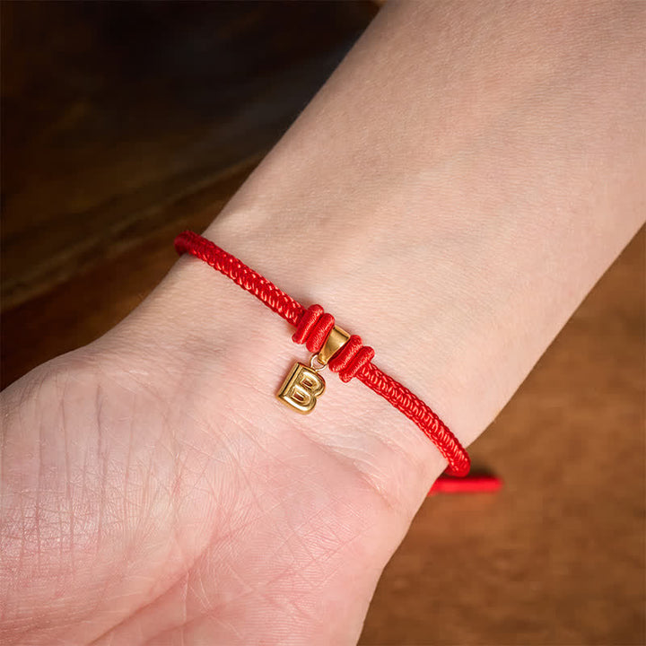 Buddha Stones Armband aus Titanstahl mit rotem Faden und Buchstaben - image 14