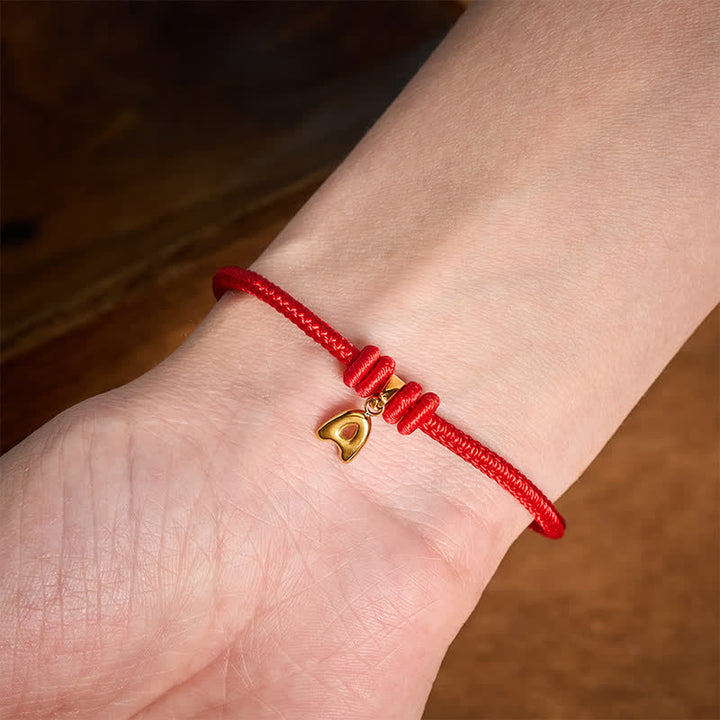 Buddha Stones Armband aus Titanstahl mit rotem Faden und Buchstaben - image 9