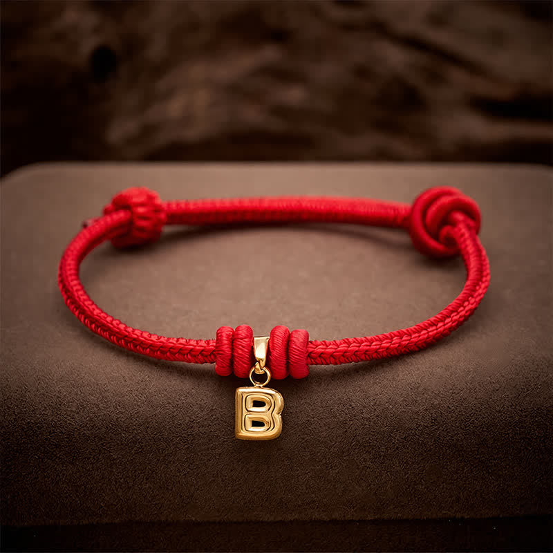 Buddha Stones Armband aus Titanstahl mit rotem Faden und Buchstaben - image 13