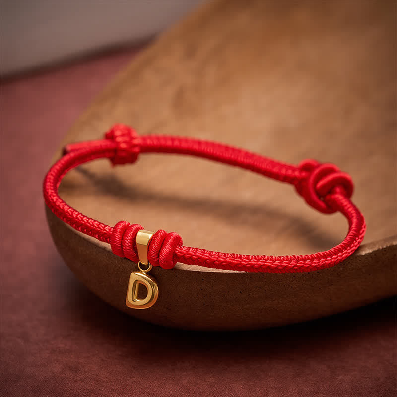Buddha Stones Armband aus Titanstahl mit rotem Faden und Buchstaben - image 22