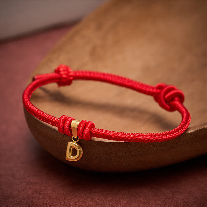 Buddha Stones Armband aus Titanstahl mit rotem Faden und Buchstaben - image 22