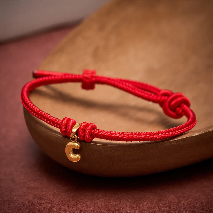 Buddha Stones Armband aus Titanstahl mit rotem Faden und Buchstaben - image 18