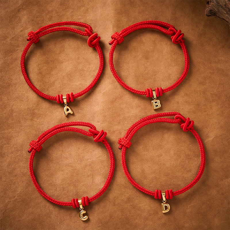 Buddha Stones Armband aus Titanstahl mit rotem Faden und Buchstaben - image 25