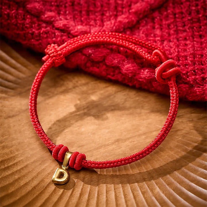Buddha Stones Armband aus Titanstahl mit rotem Faden und Buchstaben - image 21