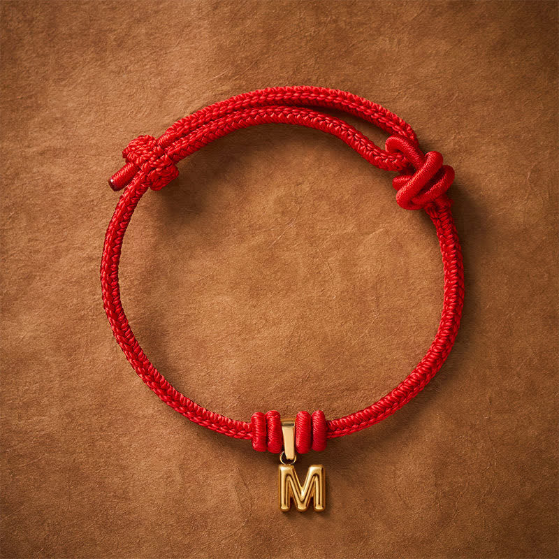 Buddha Stones Armband aus Titanstahl mit rotem Faden und Buchstaben - M - 6,7–7,5 Zoll (17–19 cm) - image 35