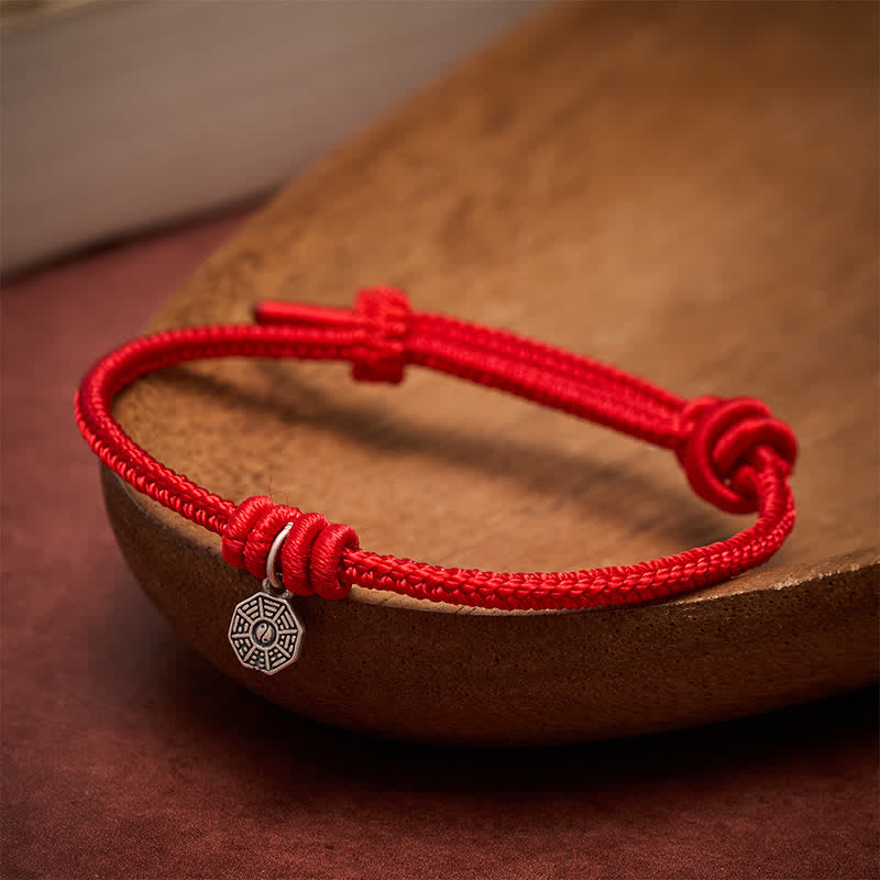 Buddha Stones 925 Sterling Silber Bagua Rotes Schnurverbindungsarmband - image 2