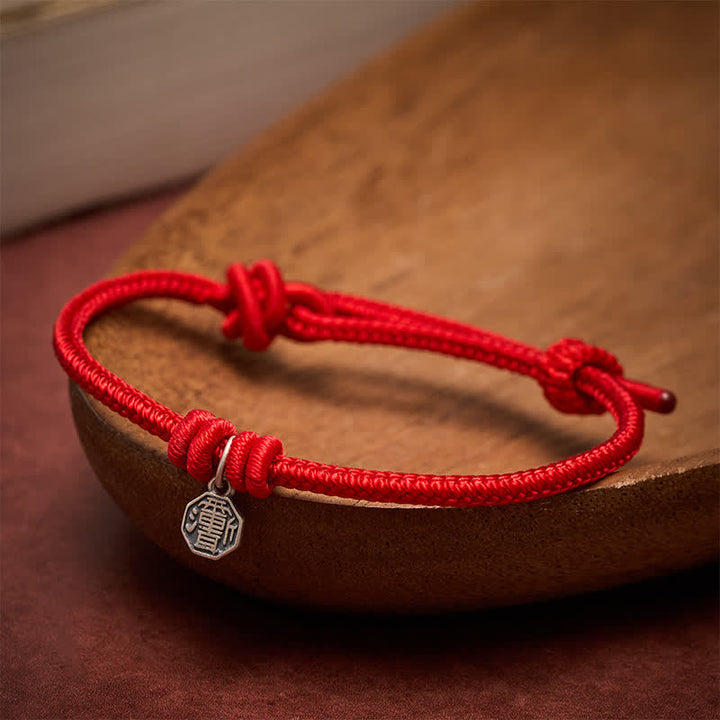 Buddha Stones 925 Sterling Silber Bagua Rotes Schnurverbindungsarmband - image 4