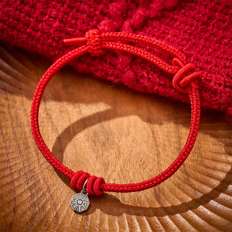 Buddha Stones 925 Sterling Silber Bagua Rotes Schnurverbindungsarmband - image 3